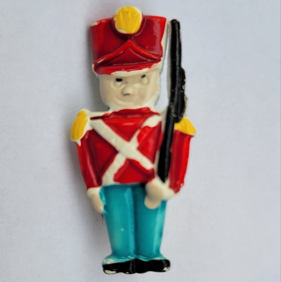 Vintage Iron enamel handpainted swing back lapel pin brooch 1920s-40s Christmas - Picture 4 of 9